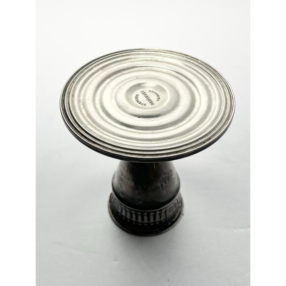 1940s Vintage 925 Silver Weighted Candlestick Holder & Etched Grape Glass Globe - Picture 9 of 10